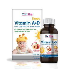 قطره ویتامین آ د ویواکیدز (Vitamin A D Drops Viva Kids) حاوی ویتامین د و ویتامین آ برای تشکیل بافت استخوان و کمک به رشد و تکامل جسمی و ذهنی؛