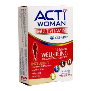 قرص اکتی ومن مخصوص خانم ها حاوی ویتامین ها و مواد معدنی مورد نیاز خانم ها و  شامل ۳۱ ماده ی مغذی جهت استفاده ی روزانه خانم ها است.