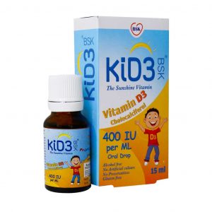 قطره کید ۳ ویتامین د۳ بی اس کی - قطره کید ۳ ویتامین D3 بی اس کی -حاوی مقادیر مناسبی از ویتامین Dبود و علاوه بر حفظ عملکرد طبیعی سیستم ایمنی