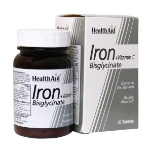قرص آیرون بیس گلیسینات 30 عددی هلث اید - Iron Bisglycinate - ترکیب ویژه آهن به دلیل ملح بیس گلیسینات -پیشگیری و درمان کم خونی ناشی از فقر آهن