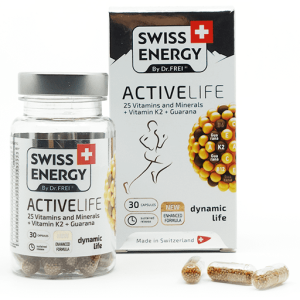 کپسول اکتی لایف سوئیس انرژی 30 عددی - ACTIVELIFE - کپسول اکتی لایف - عملکرد سیستم عصبی را تحریک می‌کند -علائم خستگی را کاهش می‌دهد.