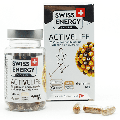 کپسول اکتی لایف سوئیس انرژی 30 عددی - ACTIVELIFE - کپسول اکتی لایف - عملکرد سیستم عصبی را تحریک میکند -علائم خستگی را کاهش میدهد.