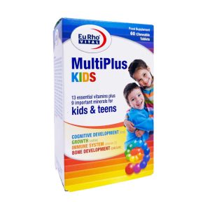 قرص جویدنی مولتی پلاس کیدز 60 عددی یوروویتال -  Multi plus Kids - قرص جویدنی مولتی پلاس کیدز  -موثر در بهبود رشد جسمی و ذهنی کودکان و نوجوانان