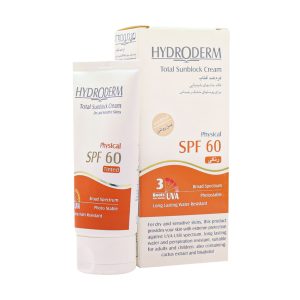 کرم ضد آفتاب رنگی هیدرودرم spf 60 بژ روشن 50 میلی لیتر مناسب پوست خشک و حساس - Hydroderm Total Sunblock SPF60 - مناسب پوست خشک و حسا با رنگ بژ روشن