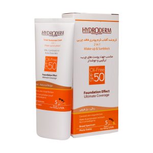کرم ضد آفتاب کرم پودری فاقد چربی spf50 هیدرودرم 40 میلی لیتر با رنگ بژ گندمی - Hydroderm Total Sunscreen Cream For Oily and Acne Prone Skins