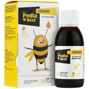 شربت پدیا بست کاف بالای 3 سال 150 میلی لیتر - Pedia Best Cough - ضد سرفه ی کودکان - تسکین دهنده سرفه و خلط آور و کمک به کاهش سوزش گلو - با طعم لیمو