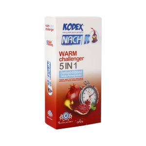 کاندوم 5 کاره کدکس مدل وارم چلنجر 12 عدد -Kodex Warm Challenger 5 in 1 Condom -تحریک بیشتر با حس گرما و ژل انار -دارای لوبریکانت LA -خاردار تاخیر در انزال