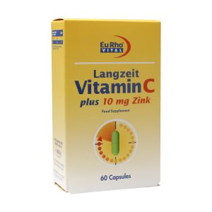 کپسول ویتامین C و زینک (۱۰ میلی گرم) یوروویتال ۶۰ عدد - EuRho Vital Langzeit Vitamin C plus Zink - قیمت کپسول ویتامین C و زینک یوروویتال