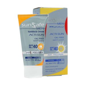 کرم ضد آفتاب مردانه سان‌سیف SPF40 بدون ایجاد سفیدی یا براقیت روی پوست