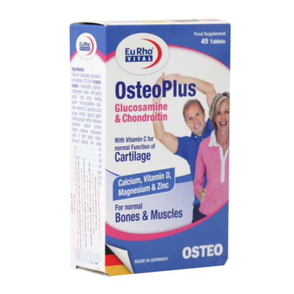 قرص استئوپلاس یوروویتال ۴۵ عددی - EuRho Vital Osteo Plus 45 Tabs - قرص استئوپلاس یوروویتال برای تقویت و حفظ سلامت مفاصل و استخوان ها -