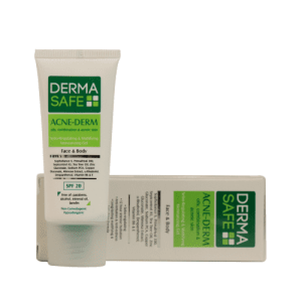 ژل مرطوب کننده فاقد چربی درماسیف Derma Safe Acne Derm - ژل مرطوب کننده فاقد چربی درماسیف مناسب پوست های چرب، مختلط و دارای آکنه ۴۰ میلی لیتر - ژل مرطوب کننده درماسیف