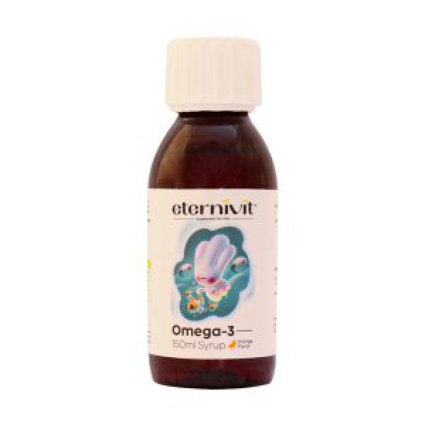 شربت امگا 3 اترنیویت 150 میلی لیتر - Eternivit Omega 3 Syrup - کمک به حفظ سلامت عمومی بدن - موثر در رشد ذهنی و جسمی -تقویت سیستم ایمنی -بهبود عملکرد مغز