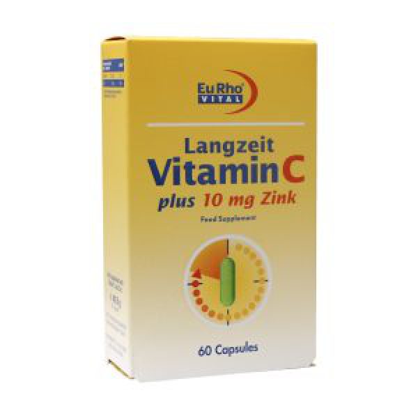 کپسول ویتامین C و زینک (۱۰ میلی گرم) یوروویتال ۶۰ عدد - EuRho Vital Langzeit Vitamin C plus Zink - قیمت کپسول ویتامین C و زینک یوروویتال