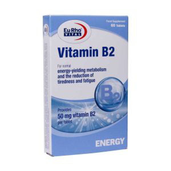 قرص ویتامین ب ۲ یوروویتال 60 عدد - EuRhoVital Vitamin B2 -کمک به متابولیسم طبیعی بدن - تقویت عملکرد سیستم عصبی -کمک به ساخت گلبول قرمز -کاهش ضعف و خستگی