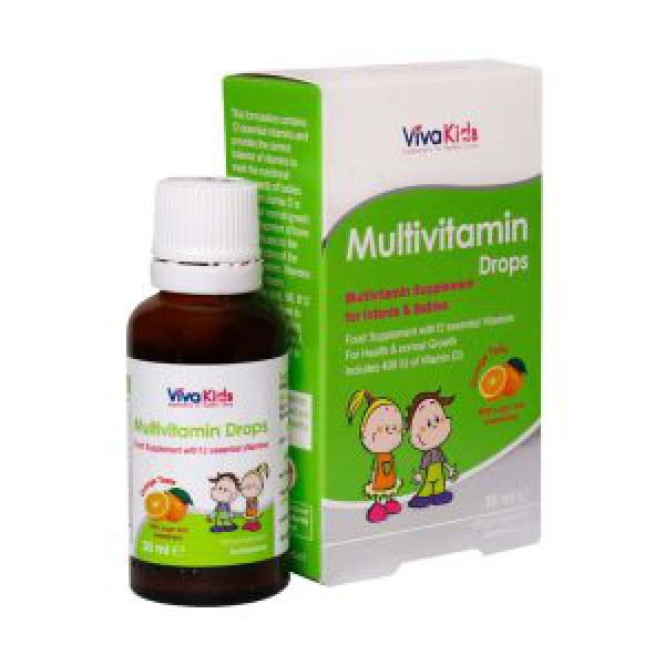 قطره مولتی ویتامین ویواکیدز Viva Kids Multivitamin Drops - قطره مولتی ویتامین ویواکیدز 30 میلی لیتر-کمک به حفظ ساختار و عملکرد سیستم مغز و اعصاب کودکان